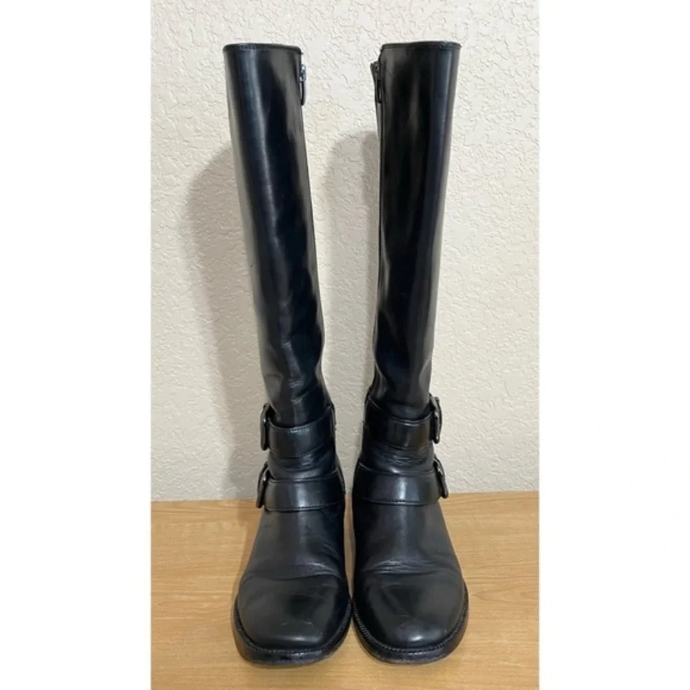 Via Spiga Bernadette Black Leather Riding Tall Boots